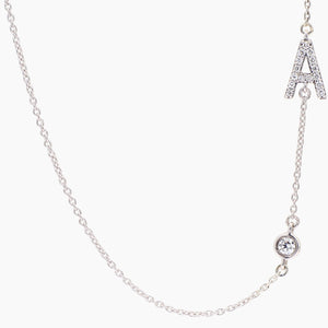 Lexicon white diamond white gold initial necklace