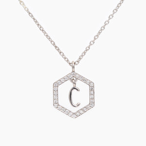 NXT Insignia white diamond sterling silver initial necklace