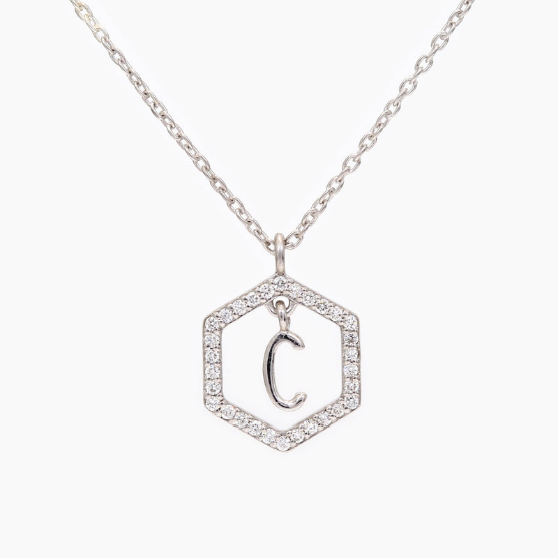 Insignia white diamond white gold initial necklace