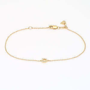 Lexicon white diamond yellow gold initial bracelet