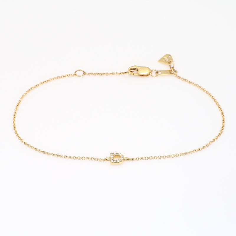 NXT Lexicon white diamond yellow gold initial bracelet