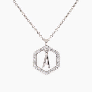 Insignia white diamond sterling silver initial necklace
