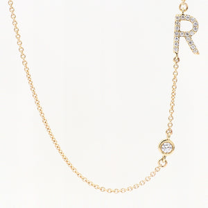 NXT Lexicon white diamond yellow gold plated initial necklace