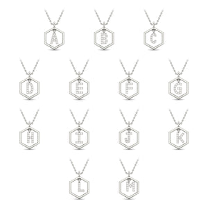 Insignia Icon white diamond white gold initial necklace