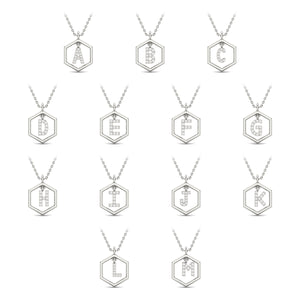 Insignia Icon white diamond sterling silver initial necklace