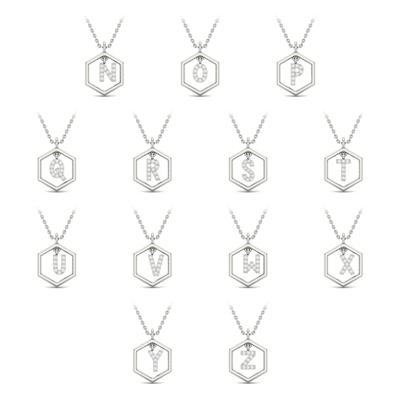 Insignia Icon white diamond sterling silver initial necklace