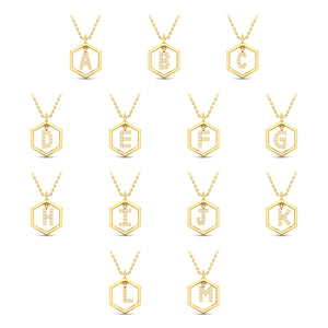 Insignia Icon white diamond yellow gold initial necklace