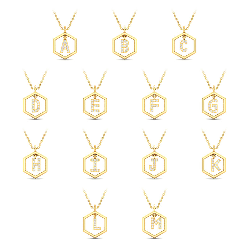 NXT Insignia Icon white diamond yellow gold plated initial necklace