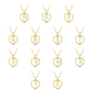 Insignia Icon white diamond yellow gold initial necklace