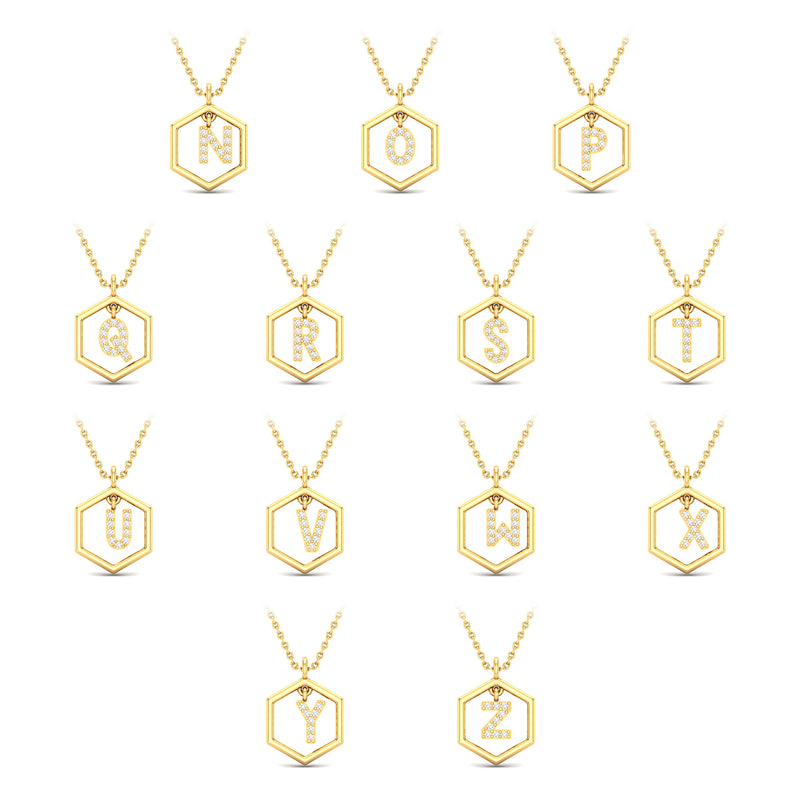 NXT Insignia Icon white diamond yellow gold plated initial necklace