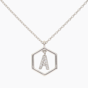 Insignia Icon white diamond sterling silver initial necklace