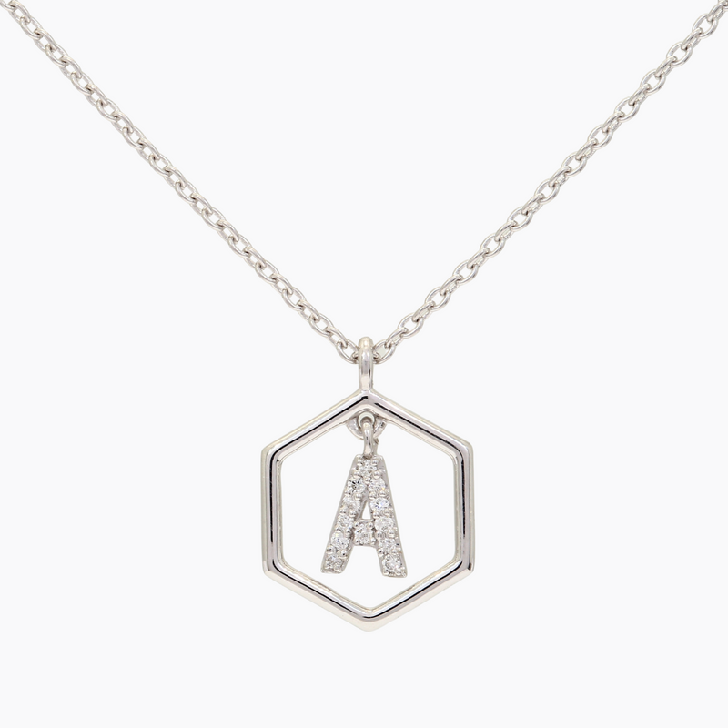 NXT Insignia Icon white diamond sterling silver initial necklace