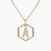 NXT Insignia Icon white diamond yellow gold plated initial necklace