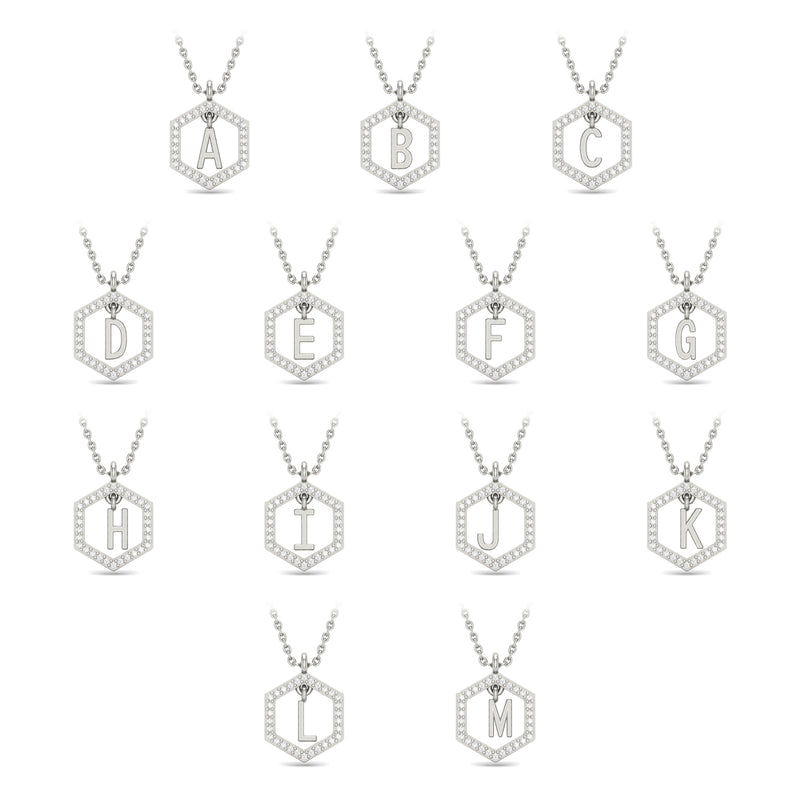 Insignia white diamond sterling silver initial necklace