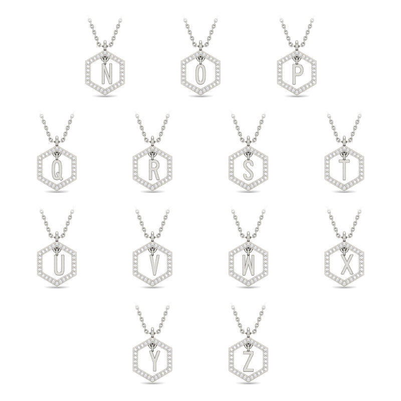 Insignia white diamond white gold initial necklace