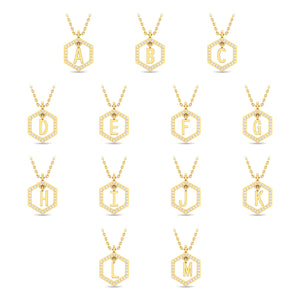 Insignia white diamond yellow gold initial necklace