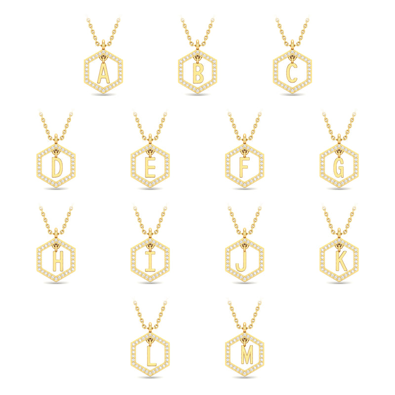 Insignia white diamond yellow gold initial necklace