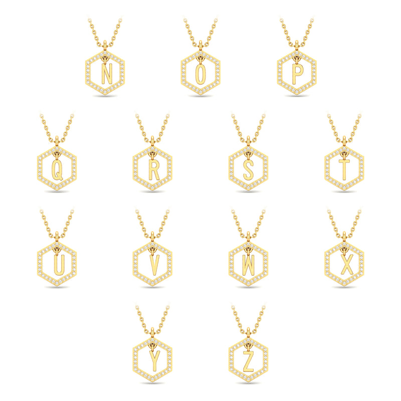 Insignia white diamond yellow gold initial necklace