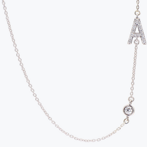 NXT Lexicon white diamond sterling silver initial necklace